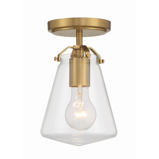 Crystorama Voss 1 Light Semi Flush Mount, Luxe Gold/Clear