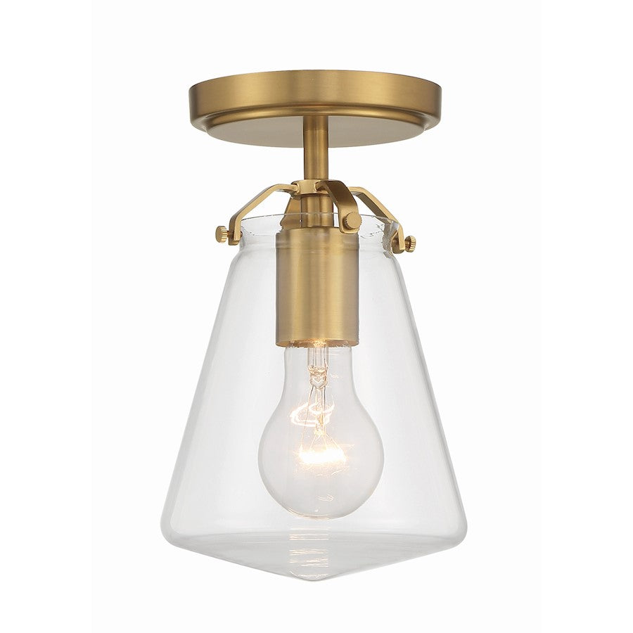Crystorama Voss 1 Light Semi Flush Mount, Luxe Gold/Clear