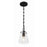 Crystorama Voss 1 Light 9" Mini Pendant, Matte Black/Clear Glass