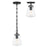 Crystorama Voss 1 Light 9" Mini Pendant, Matte Black/Clear Glass