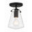 Crystorama Voss 1 Light Semi Flush Mount, Black/Clear