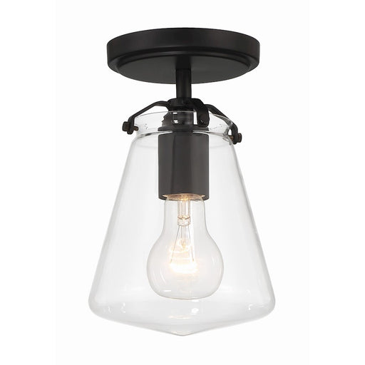Crystorama Voss 1 Light Semi Flush Mount, Black/Clear
