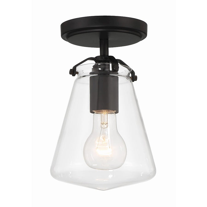 Crystorama Voss 1 Light Semi Flush Mount, Black/Clear