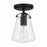 Crystorama Voss 1 Light Semi Flush Mount, Black/Clear