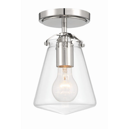 Crystorama Voss 1 Light Semi Flush Mount, Nickel/Clear