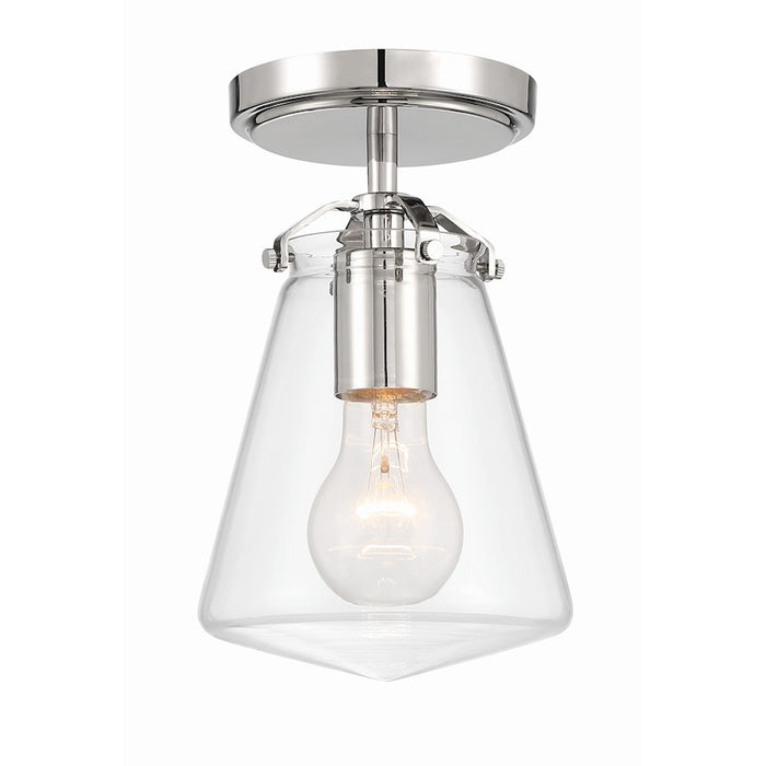 Crystorama Voss 1 Light Semi Flush Mount, Nickel/Clear