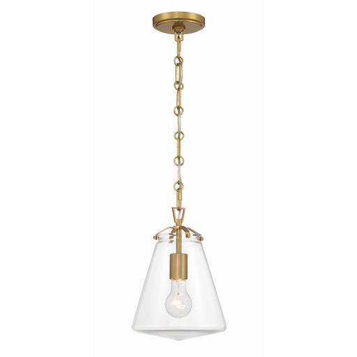 Crystorama Voss 1 Light Mini Pendant, Luxe Gold/Clear Glass