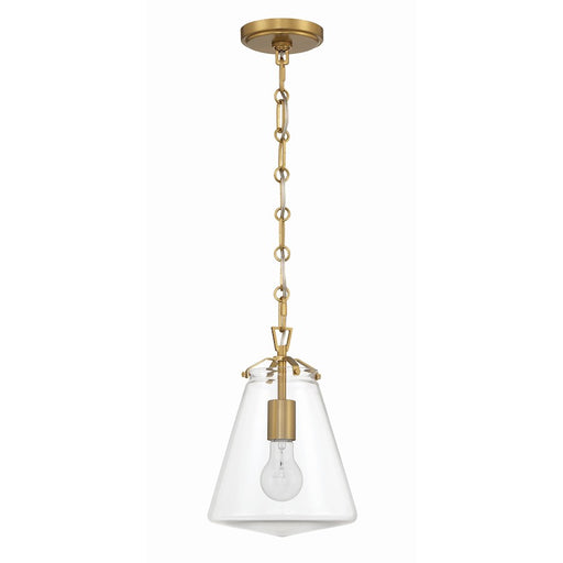 Crystorama Voss 1 Light Mini Pendant, Luxe Gold/Clear Glass
