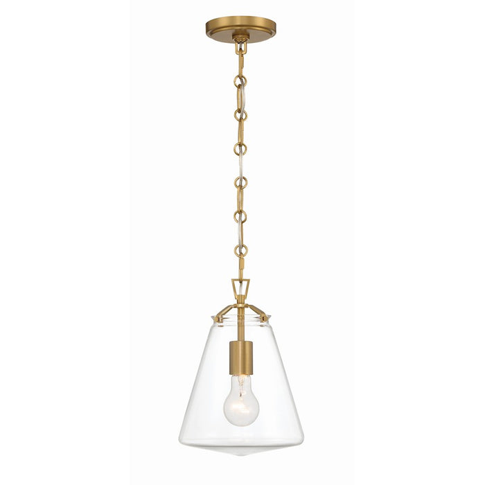 Crystorama Voss 1 Light Mini Pendant, Luxe Gold/Clear Glass