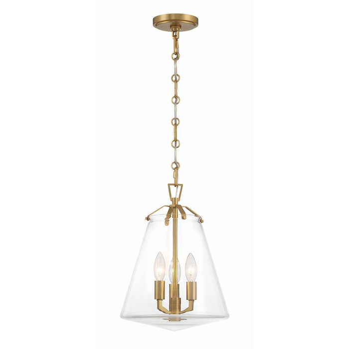 Crystorama Voss 3 Light Mini Chandelier, Luxe Gold/Clear Glass