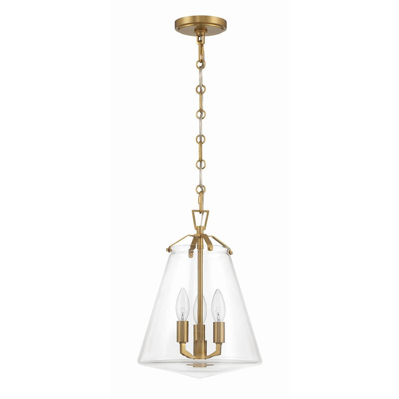 Crystorama Voss 3 Light Mini Chandelier, Luxe Gold/Clear Glass