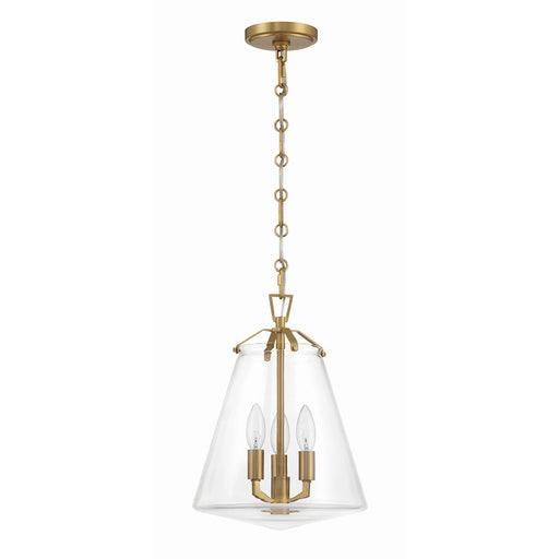 Crystorama Voss 3 Light Mini Chandelier, Luxe Gold/Clear Glass