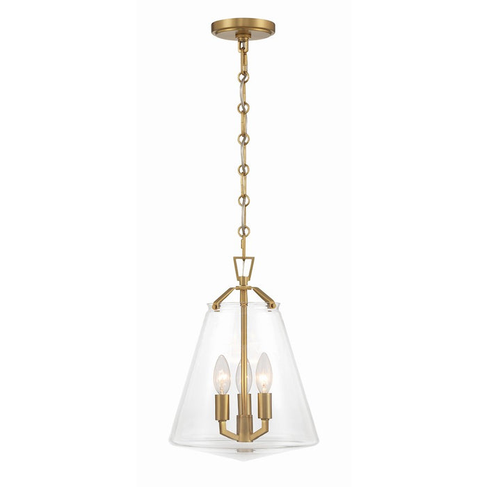 Crystorama Voss 3 Light Mini Chandelier, Luxe Gold/Clear Glass