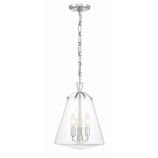Crystorama Voss 3 Light Mini Chandelier, Polished Nickel/Clear