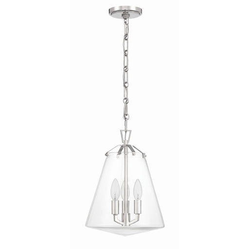 Crystorama Voss 3 Light Mini Chandelier, Polished Nickel/Clear