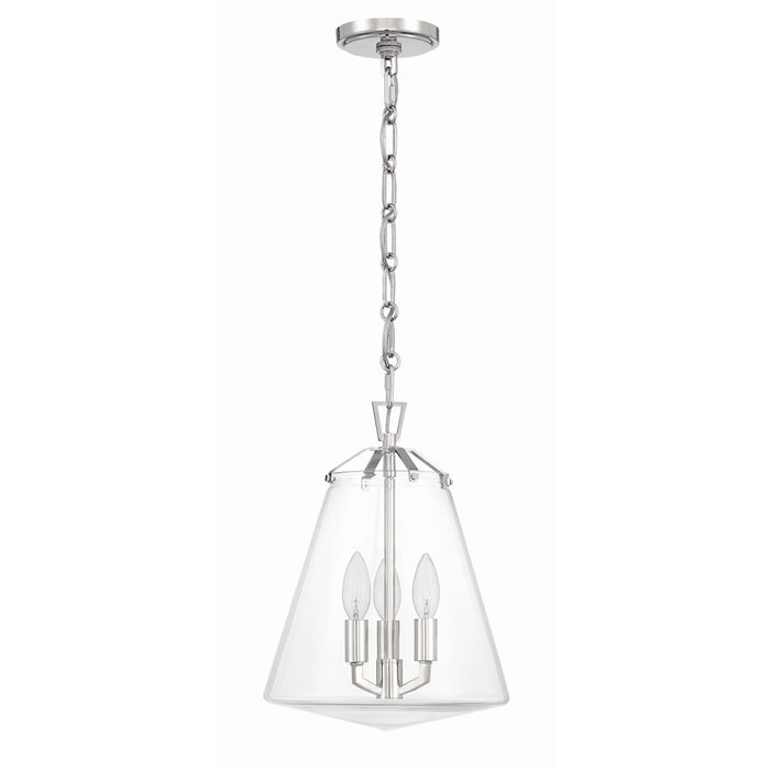 Crystorama Voss 3 Light Mini Chandelier, Polished Nickel/Clear