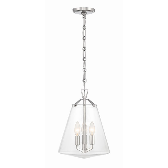Crystorama Voss 3 Light Mini Chandelier, Polished Nickel/Clear
