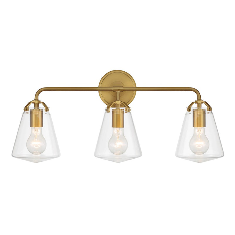 Crystorama Voss 3 Light Bath Light, Luxe Gold/Clear