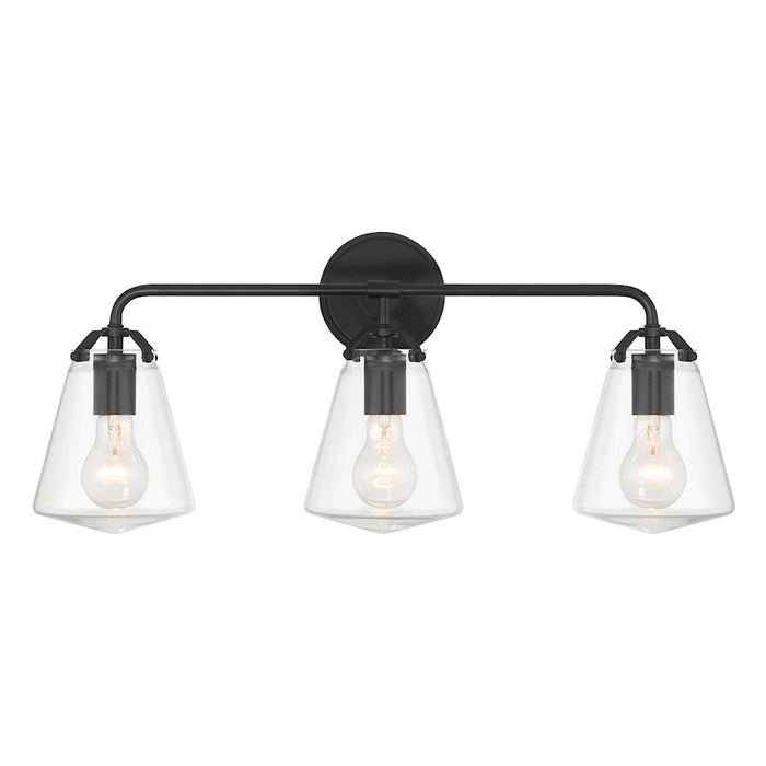 Crystorama Voss 3 Light Bath Light, Matte Black/Clear - VSS-7013-MK