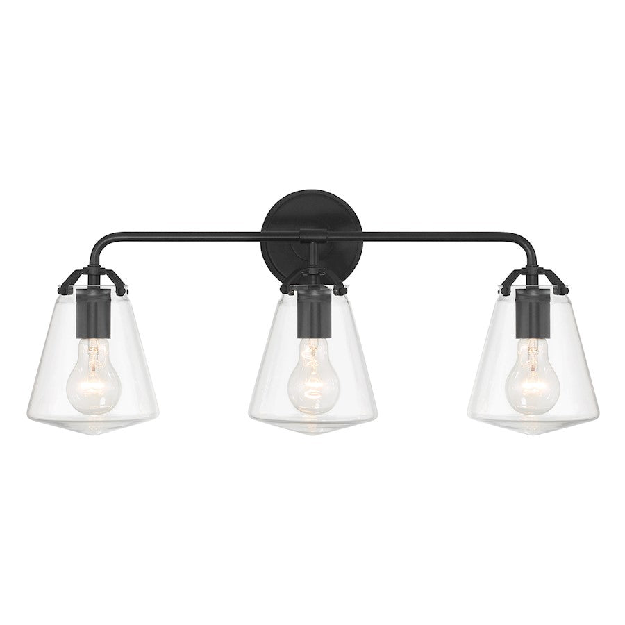 Crystorama Voss 3 Light Bath Light, Matte Black/Clear - VSS-7013-MK