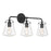 Crystorama Voss 3 Light Bath Light, Matte Black/Clear