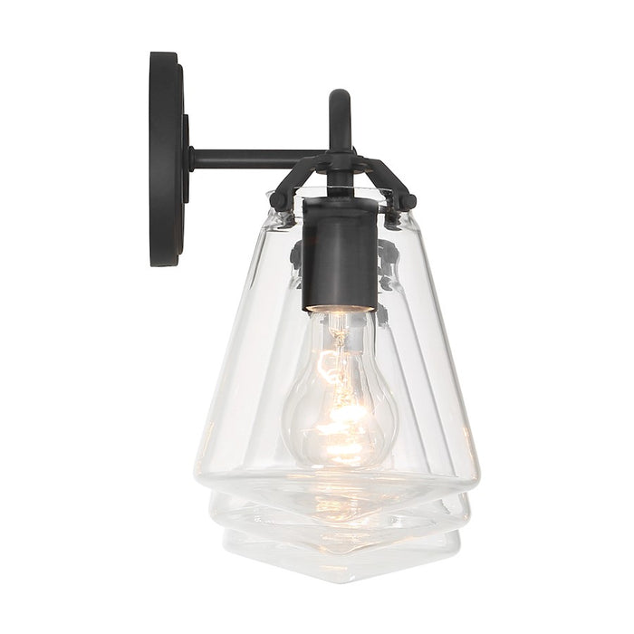 Crystorama Voss 3 Light Bath Light, Matte Black/Clear