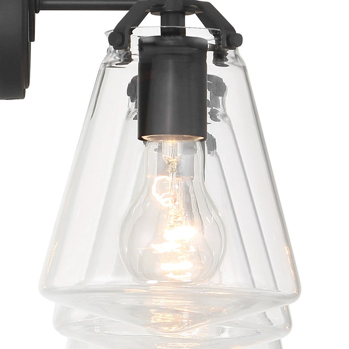 Crystorama Voss 3 Light Bath Light, Matte Black/Clear