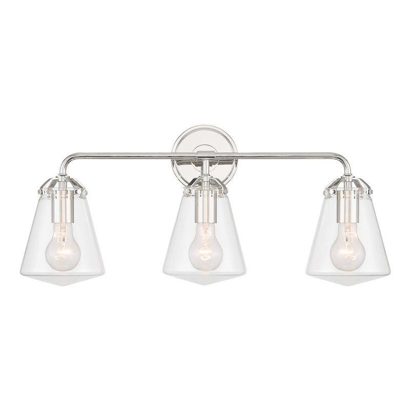 Crystorama Voss 3 Light Bath Light, Polished Nickel/Clear