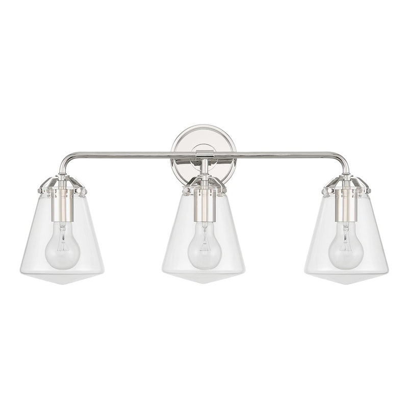 Crystorama Voss 3 Light Bath Light, Polished Nickel/Clear
