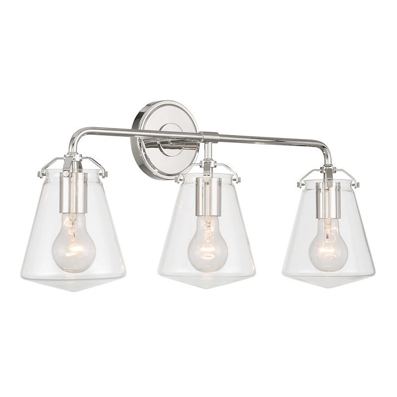 Crystorama Voss 3 Light Bath Light, Polished Nickel/Clear
