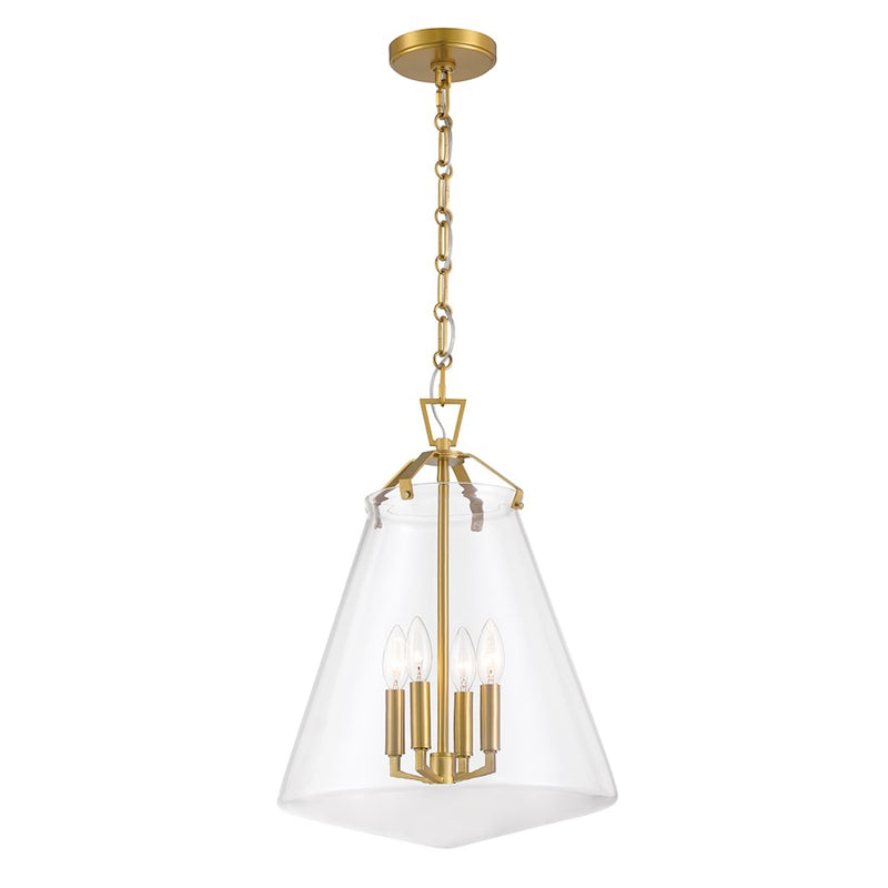 Crystorama Voss 4 Light 15" Pendant, Luxe Gold/Clear