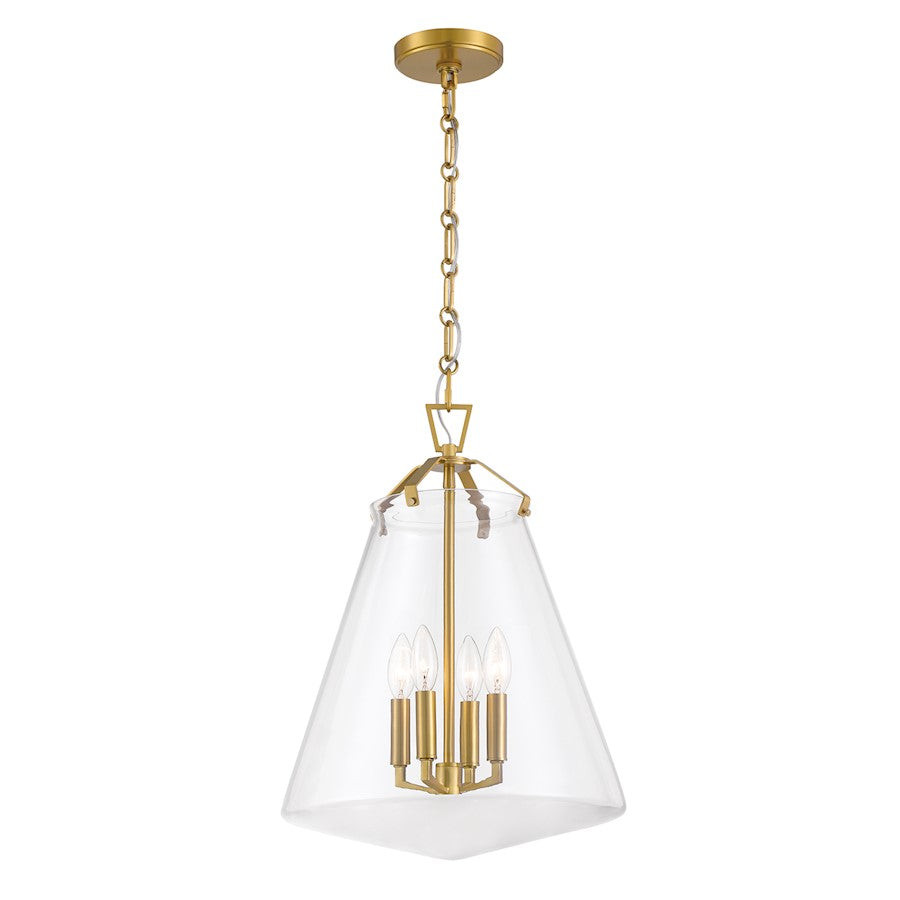 Crystorama Voss 4 Light 15" Pendant, Luxe Gold/Clear - VSS-7015-LG
