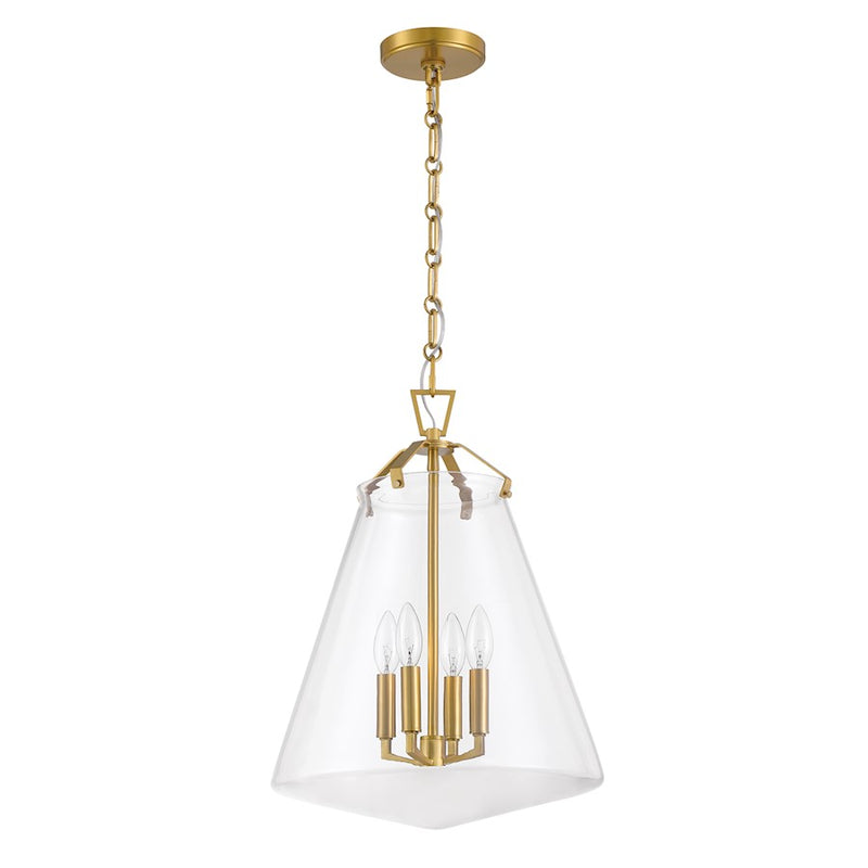 Crystorama Voss 4 Light 15" Pendant, Luxe Gold/Clear