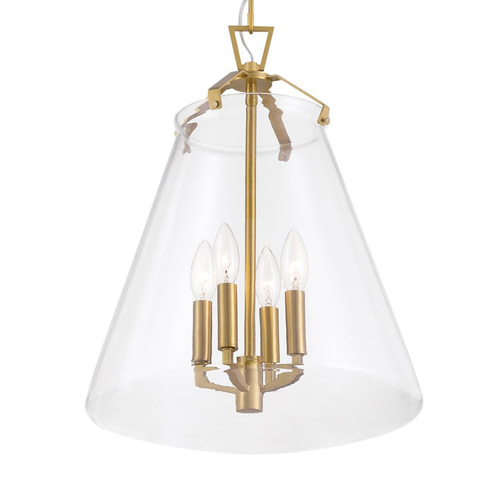 Crystorama Voss 4 Light 15" Pendant, Luxe Gold/Clear