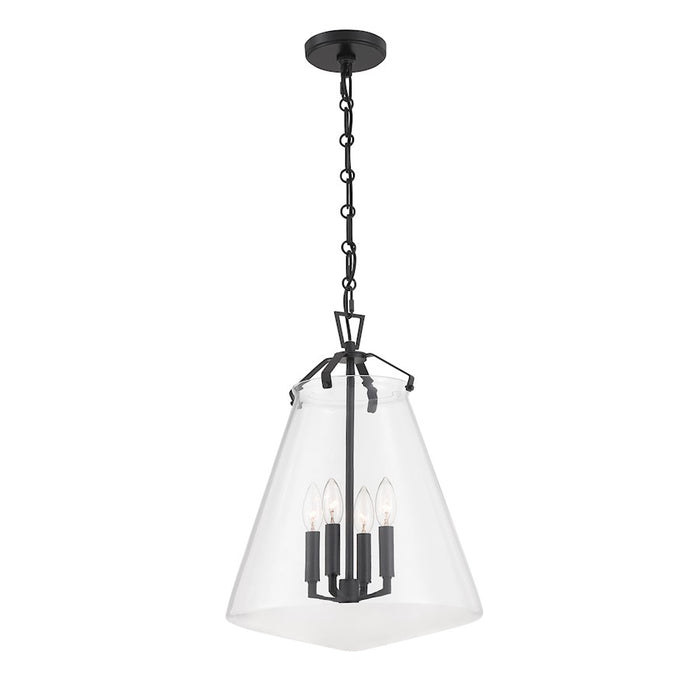 Crystorama Voss 4 Light 15" Pendant, Matte Black/Clear - VSS-7015-MK