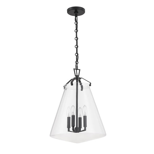 Crystorama Voss 4 Light 15" Pendant, Matte Black/Clear
