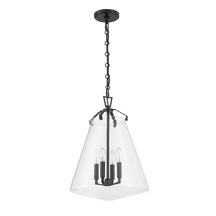 Crystorama Voss 4 Light 15" Pendant, Matte Black/Clear