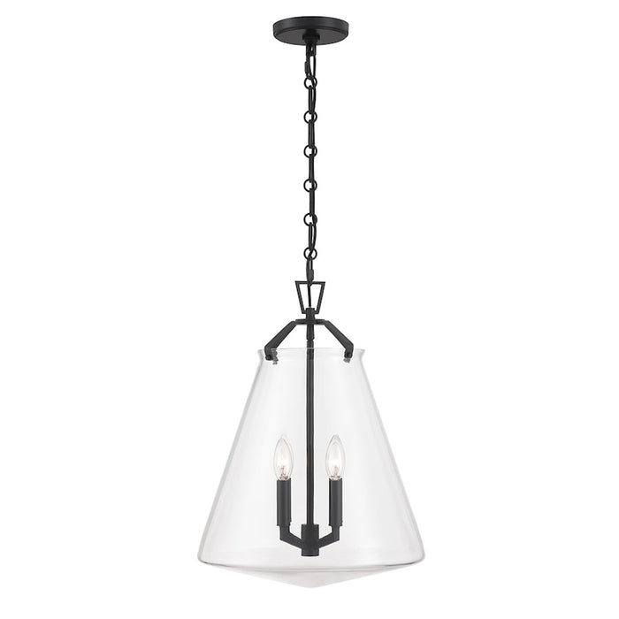 Crystorama Voss 4 Light 15" Pendant, Matte Black/Clear