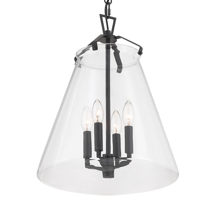 Crystorama Voss 4 Light 15" Pendant, Matte Black/Clear
