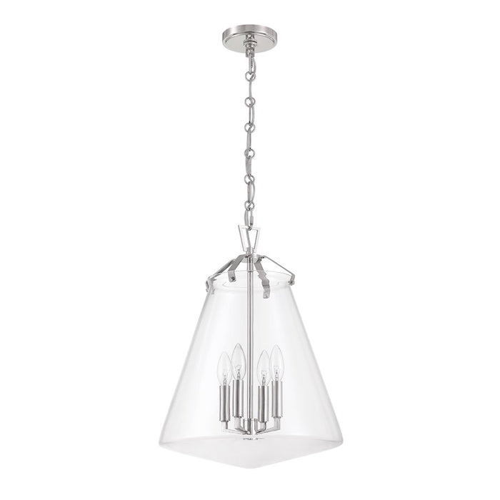 Crystorama Voss 4 Light 15" Pendant, Polished Nickel/Clear