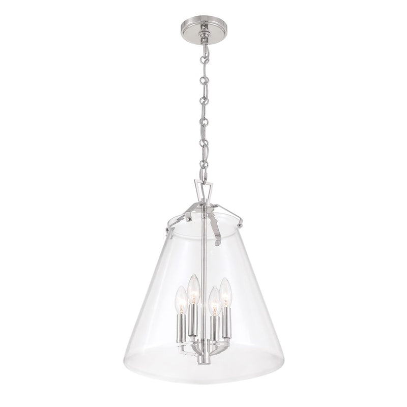 Crystorama Voss 4 Light 15" Pendant, Polished Nickel/Clear