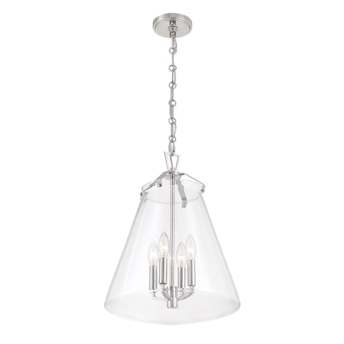 Crystorama Voss 4 Light 15" Pendant, Polished Nickel/Clear