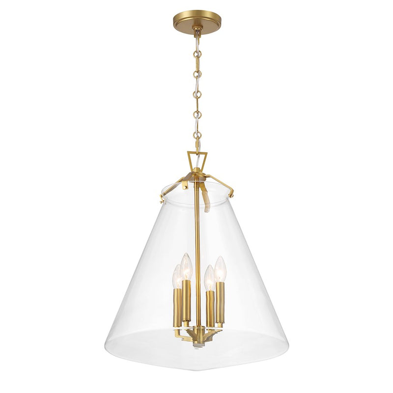 Crystorama Voss 4 Light 18" Pendant, Luxe Gold/Clear