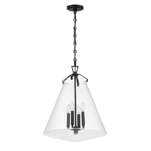 Crystorama Voss 4 Light 18" Pendant, Matte Black/Clear