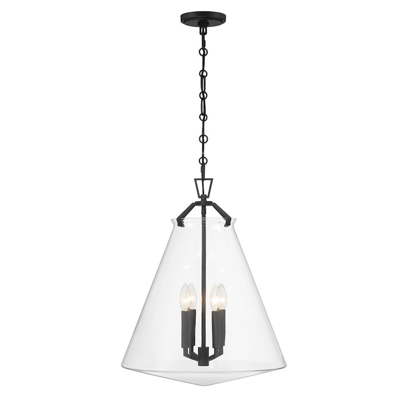 Crystorama Voss 4 Light 18" Pendant, Matte Black/Clear