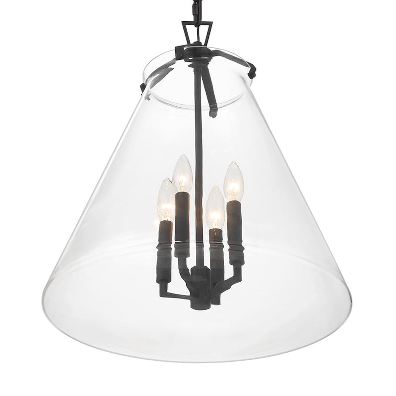 Crystorama Voss 4 Light 18" Pendant, Matte Black/Clear