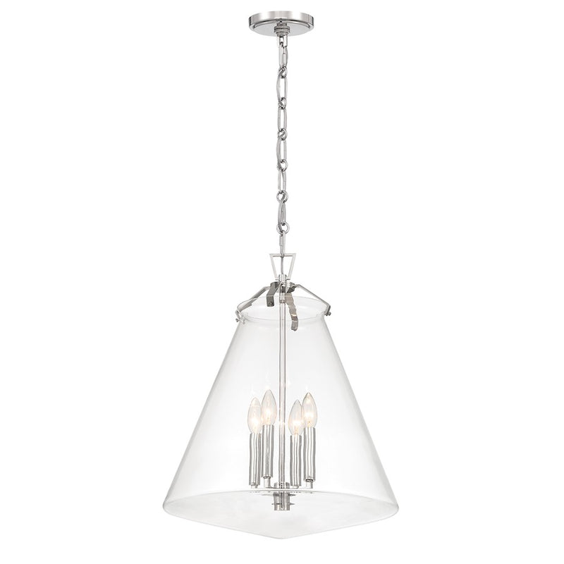 Crystorama Voss 4 Light 18" Pendant, Polished Nickel/Clear
