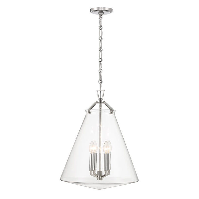 Crystorama Voss 4 Light 18" Pendant, Polished Nickel/Clear