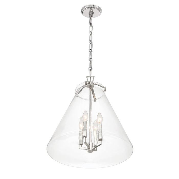 Crystorama Voss 4 Light 18" Pendant, Polished Nickel/Clear