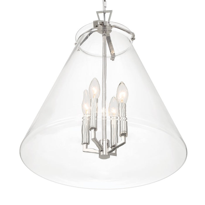 Crystorama Voss 4 Light 18" Pendant, Polished Nickel/Clear